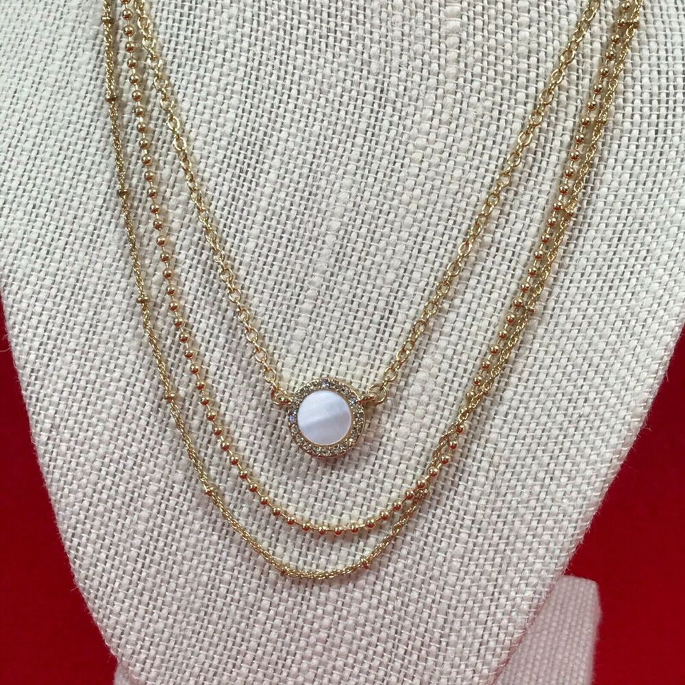 Faux Pearl Pendant Necklace Multi-Strand Gold Tone SUGARFIX by BaubleBar